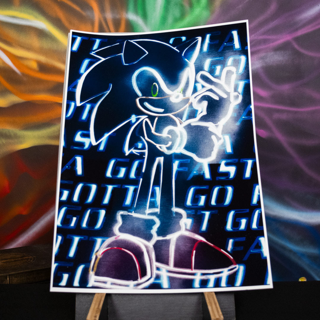Neon Sonic -A3 Print