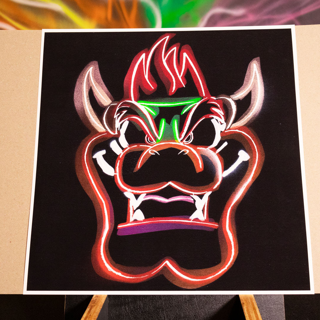 Neon Bowser - Square Print