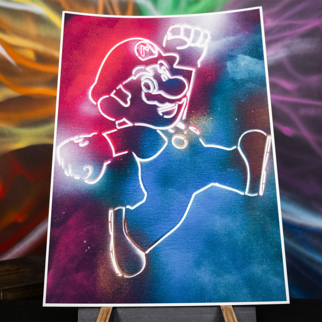 Neon Mario - A3 Print